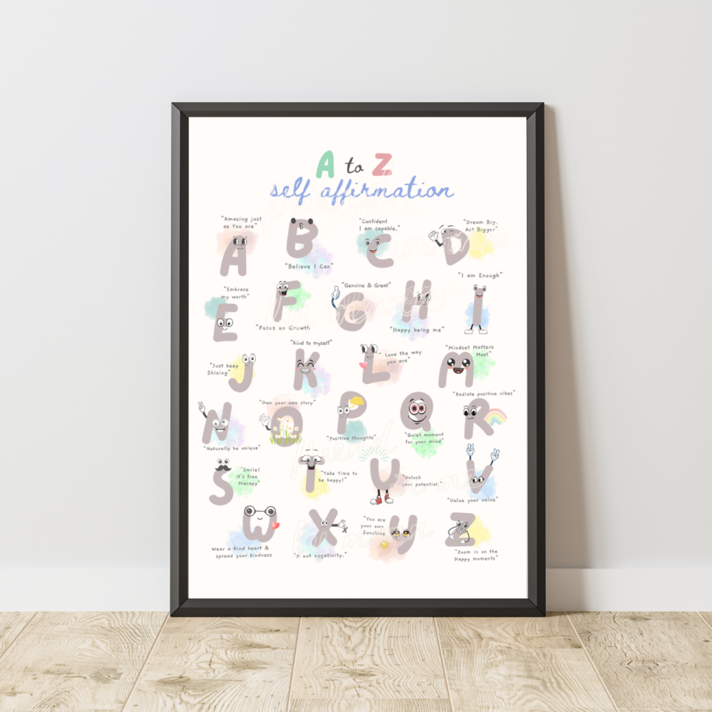 Self affirmations ABC alphabet poster