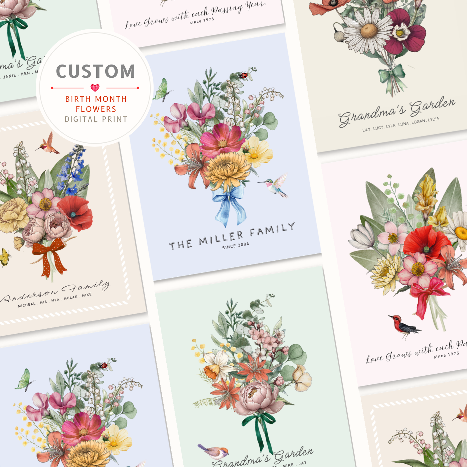 Frames Flowers Striped Set