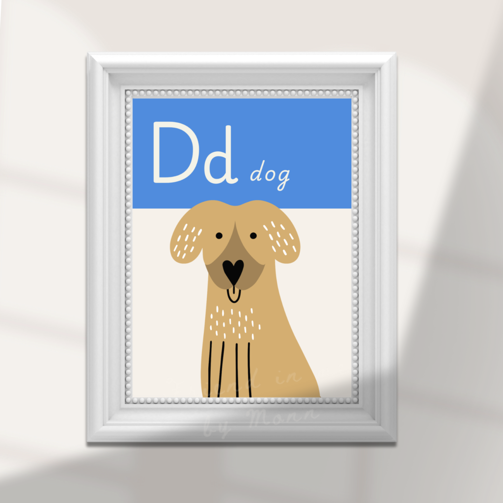 HOME Dog illustrations design - Alphabet letters art , personalized name