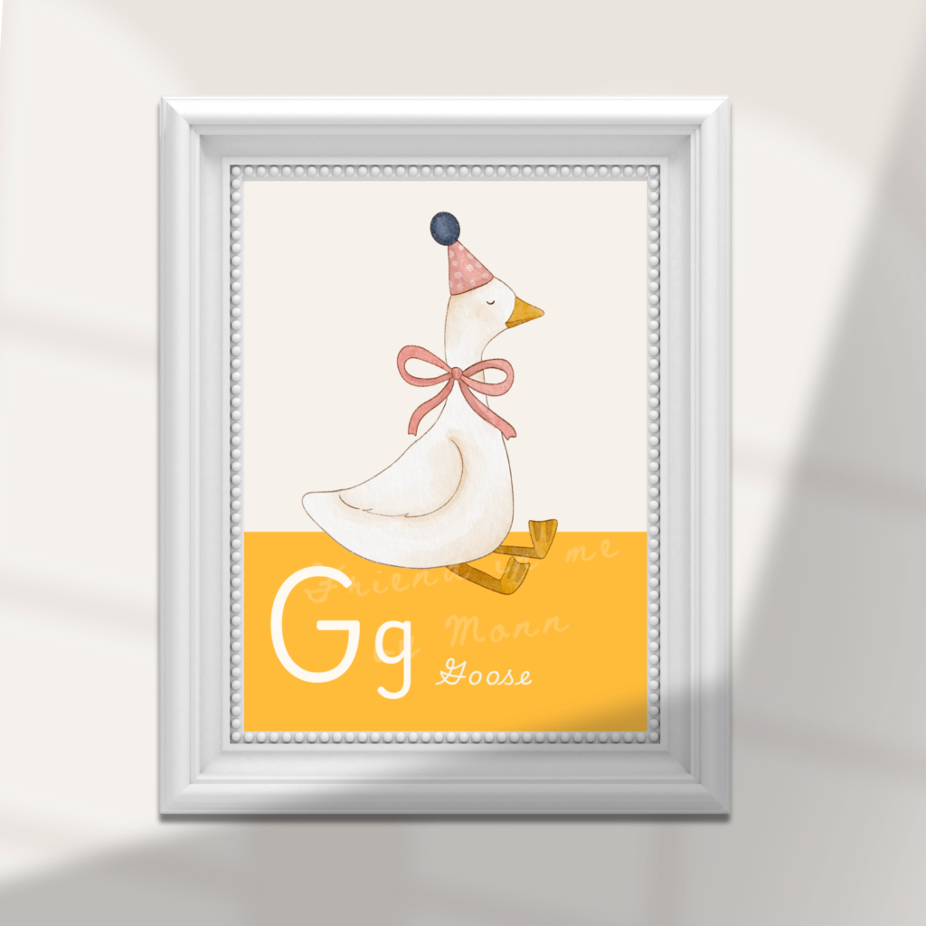 HOME Goose illustrations design - Alphabet letters art , personalized name