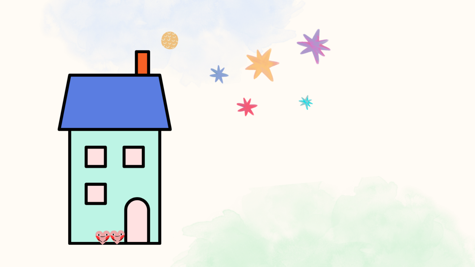 home illustration - colorful blue green aesthetic art