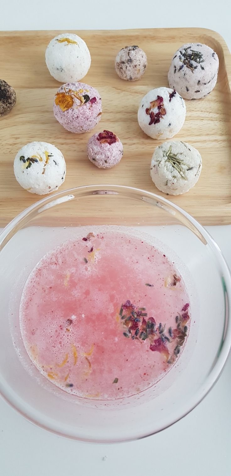 bath bomb pink salt flowers