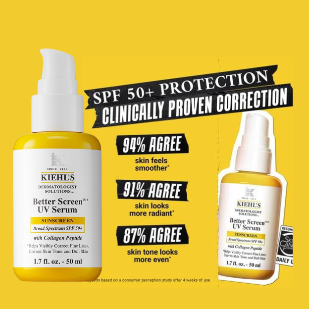 Kiehl's Better Screen UV Serum SPF 50+, Invisible Facial Sunscreen