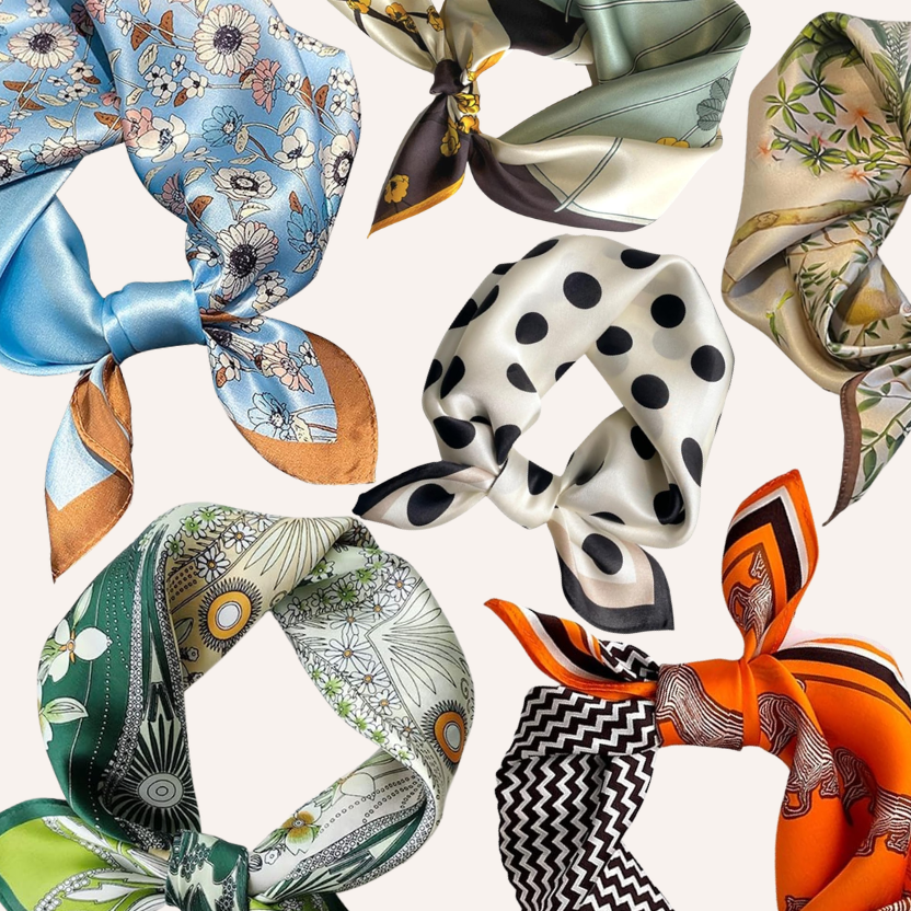 PoeticEHome 100% Mulberry Silk Neck Scarf 21"x21" Small Square Scarfs