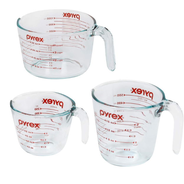 Pyrex Essentials (3-Pack) Glass Measuring Cups Set