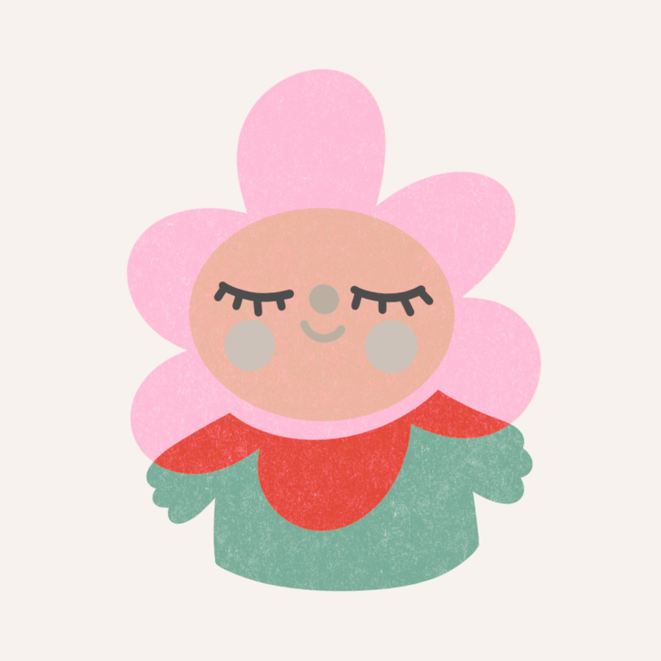 happy flower pink red green