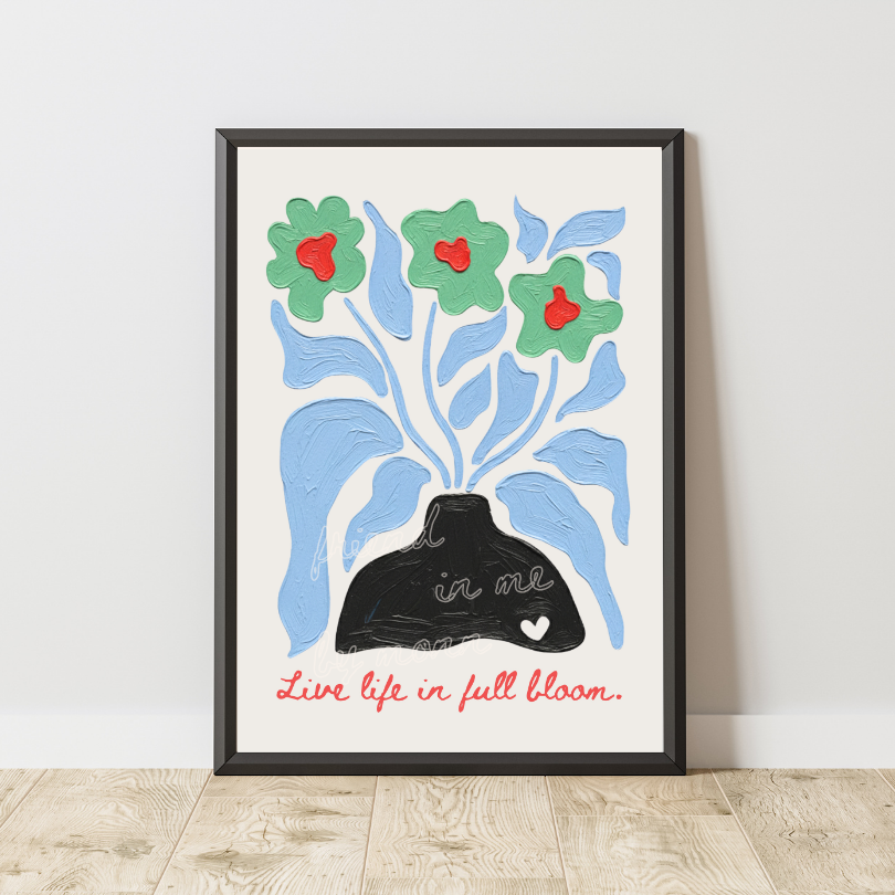 abstract flowerpainting in black vase
