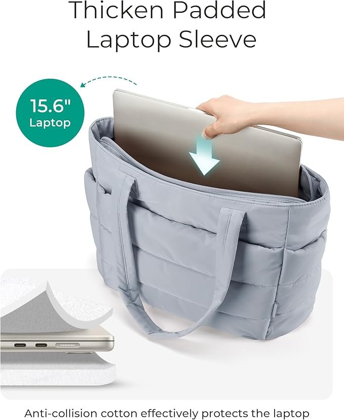 BAGSMART Tote Bag for Women, Lightweight Puffy Tote Bag