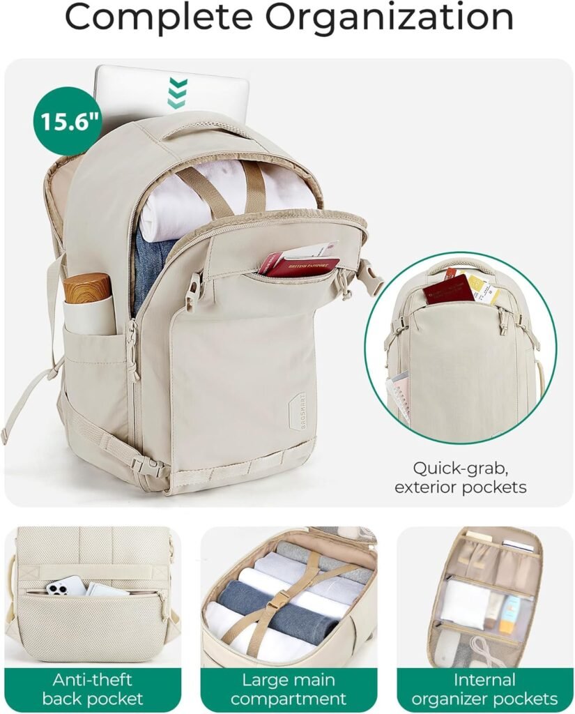 BAGSMART Travel Backpack Women, 15.6 Inch Carry On Backpack
