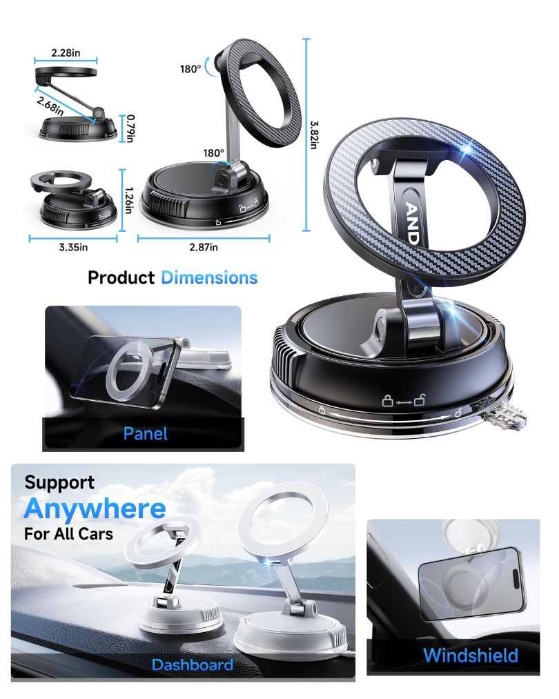 ANDERY Car Phone Holder for Magsafe for iPhone 17-12 Pro Max Plus Air