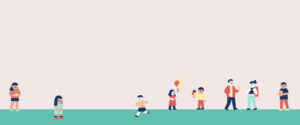 people fun happy pink green illustration